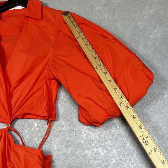 Jonathan Simkhai Dress Womens Small Orange Collared Cutout Waist Mini Dress $365 - Picture 10 of 15